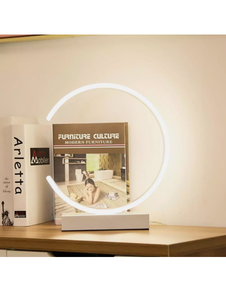 Lampada da Tavolo LED 12W Design Curva Oro Bianco Touch Scrivania Comodino IP20