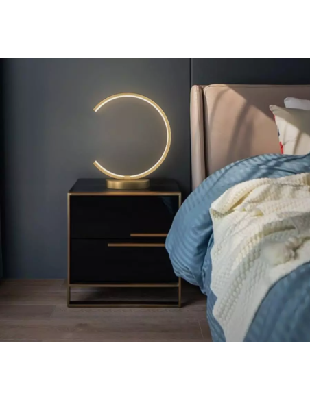 Lampada da Tavolo LED 12W Design Curva Oro Bianco Touch Scrivania Comodino IP20
