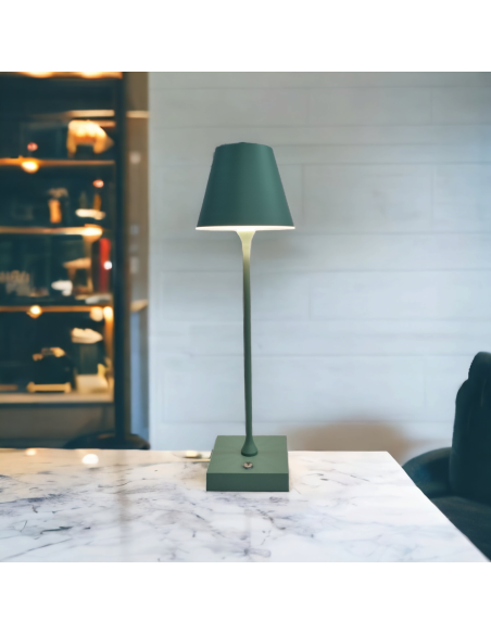 Lampada led da tavolo touch verde con batteria ricaricabile usb con 3 tonalita di colore dimmerabile