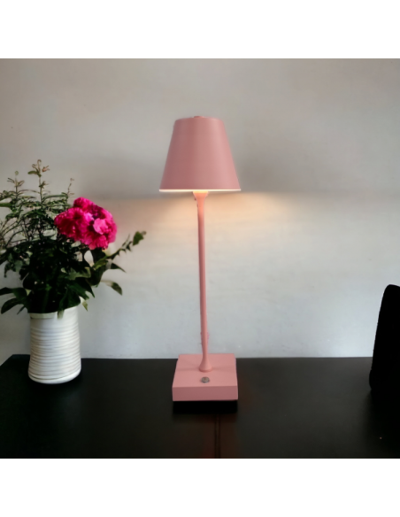 Lampada led da tavolo touch rosa con batteria ricaricabile usb con 3 tonalita di colore dimmerabile