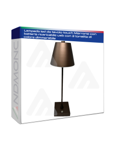 Lampada led da tavolo touch Marrone con batteria...