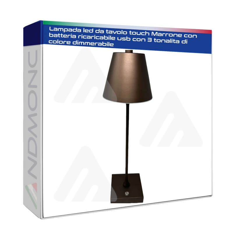 Lampada led da tavolo touch Marrone con...