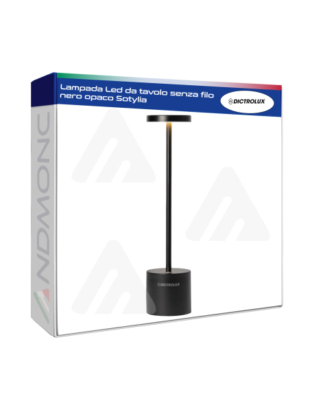 Lampada Led da tavolo senza filo nero opaco Sotylia