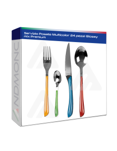 Servizio Posate 24 pezzi Multicolor Glossy mix Premium