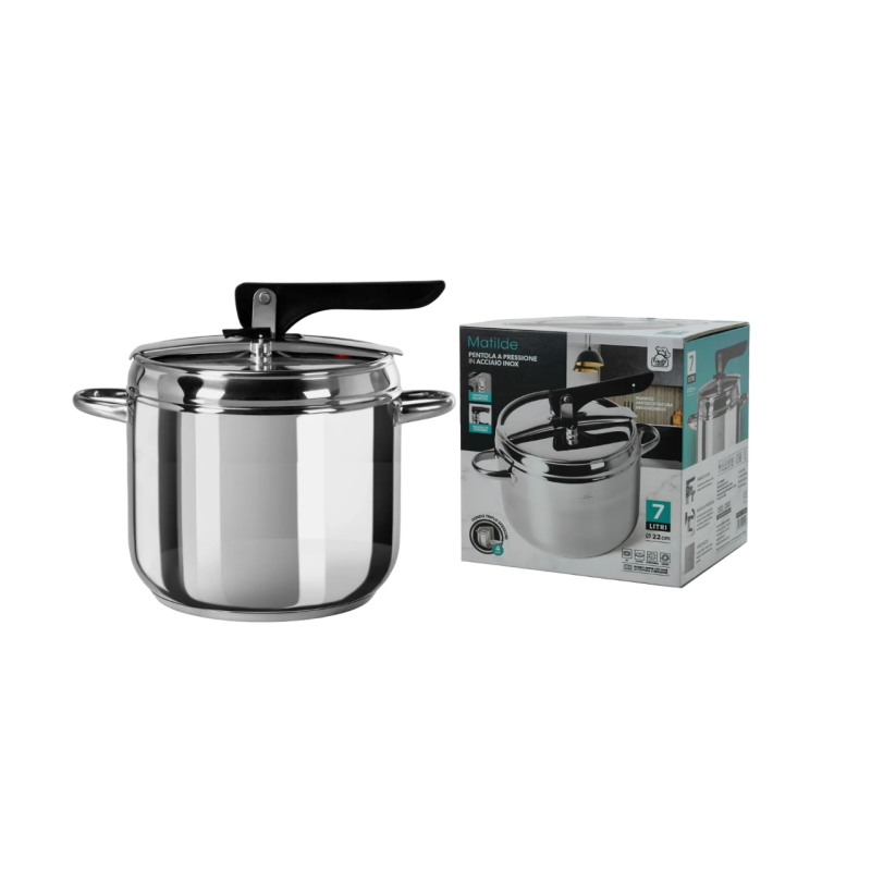 Pentola a Pressione 7 LITRI in Acciaio 6MM INOX...