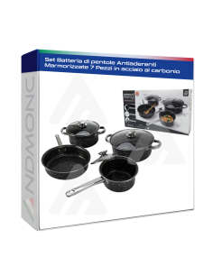 Set Batteria di pentole Antiaderenti Marmorizzate 7 Pezzi...