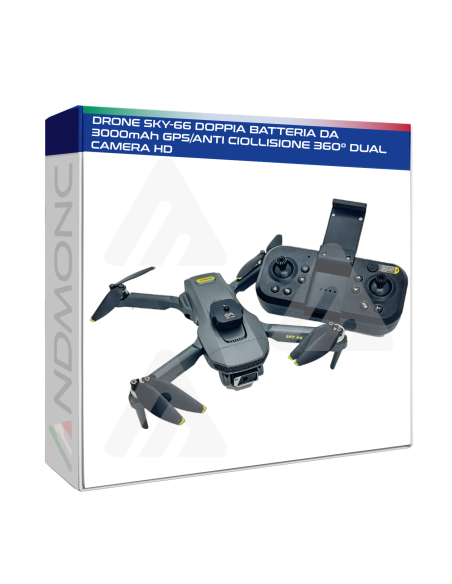 DRONE SKY-66 doppia batteria da 3000mAh GPS/ANTI collisione 360° dual cameraHD