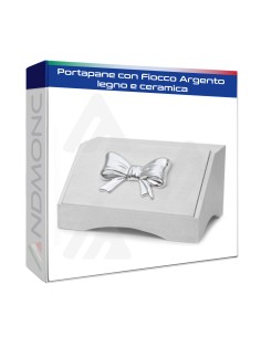 Portapane con Fiocco Argento legno e ceramica