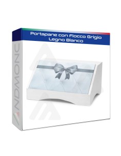 Portapane con Fiocco Grigio Legno Bianco