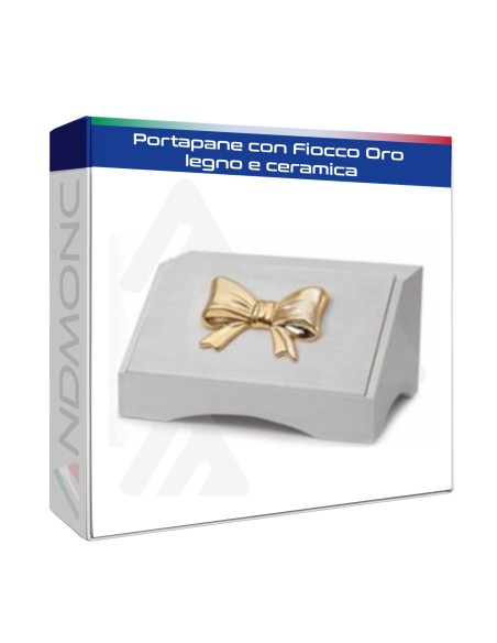 Portapane con Fiocco Oro legno e ceramica