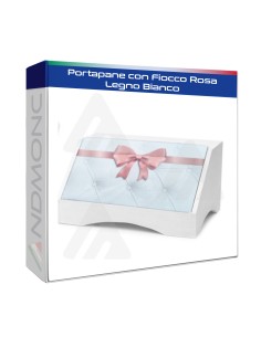 Portapane con Fiocco Rosa Legno Bianco