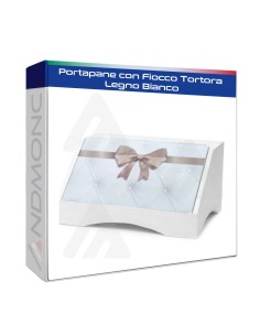 Portapane con Fiocco Tortora Legno Bianco