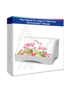 Portapane Legno bianco fenicotteri Rosa