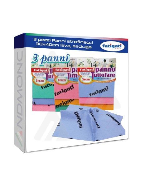 3 pezzi Panni strofinacci tuttofare 38x40cm lava, asciuga
