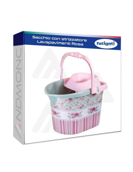 Secchio con strizzatore Lavapavimenti Rosa