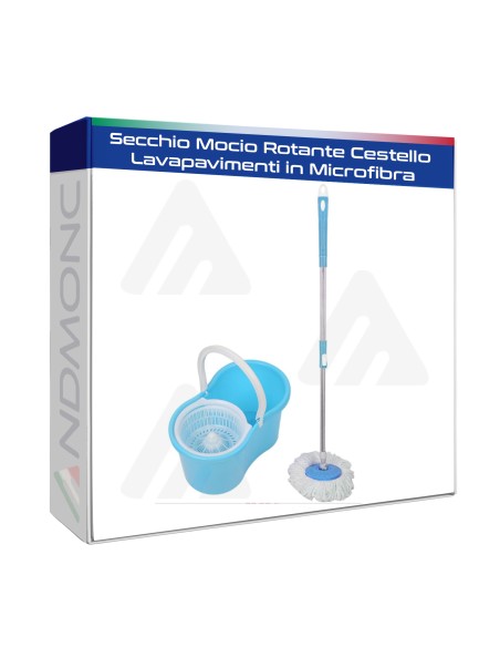 Secchio Mocio Rotante Cestello Lavapavimenti in Microfibra