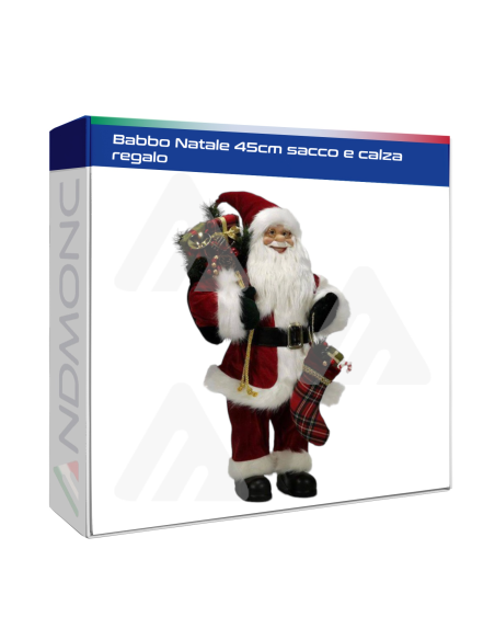 Babbo Natale 45cm sacco e calza regalo