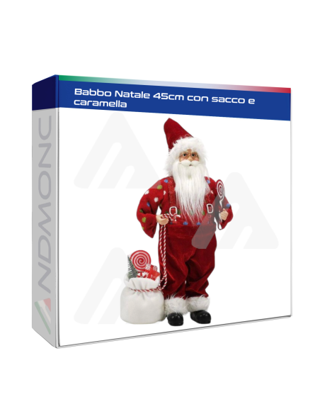 Babbo Natale 45cm con sacco e caramella
