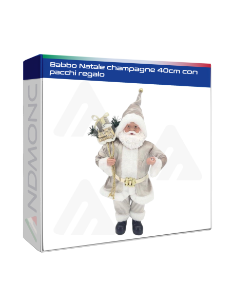 Babbo Natale champagne 40cm con pacchi regalo