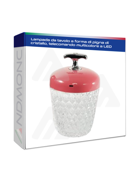 Lampada da tavolo a forma di pigna di cristallo, telecomando multicolore a LED