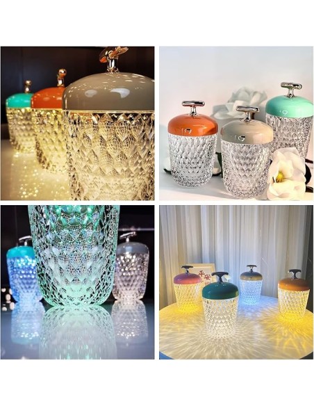 Lampada da tavolo a forma di pigna di cristallo, telecomando multicolore a LED