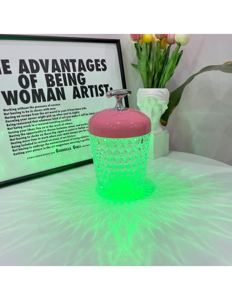 Lampada da tavolo a forma di pigna di cristallo, telecomando multicolore a LED