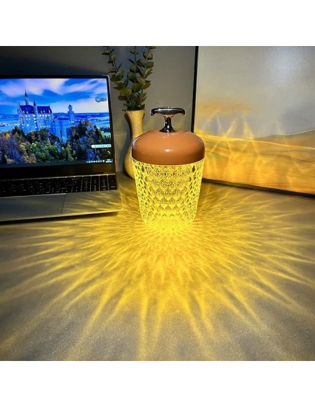 Lampada da tavolo a forma di pigna di cristallo, telecomando multicolore a LED