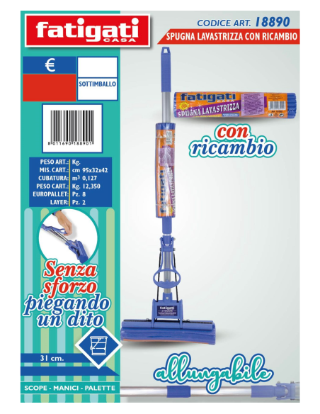 Spugna lavastrizza con ricambio allungabile Fatigati Casa