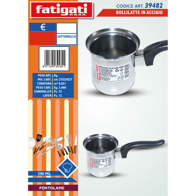 Bollitore bollilatte in acciaio 300 ML