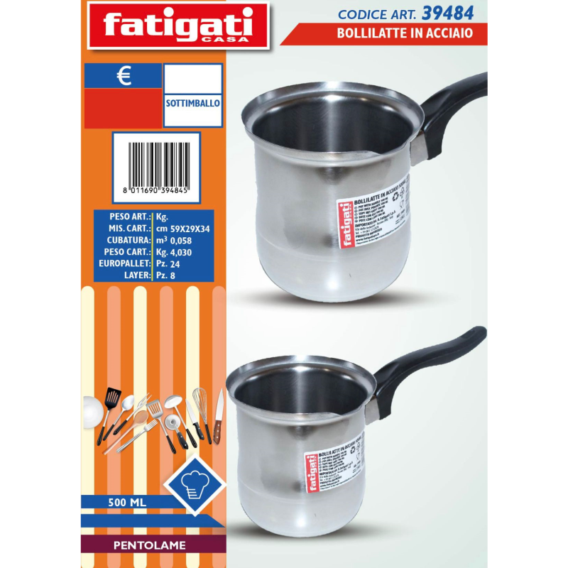 Bollitore bollilatte in acciaio 500 ML