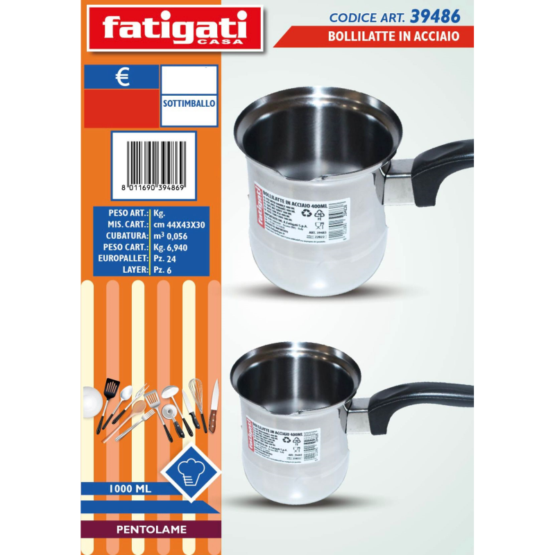 Bollitore bollilatte in acciaio 1000 ML