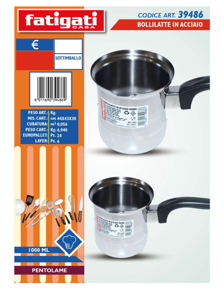 Bollitore bollilatte in acciaio 1000 ML