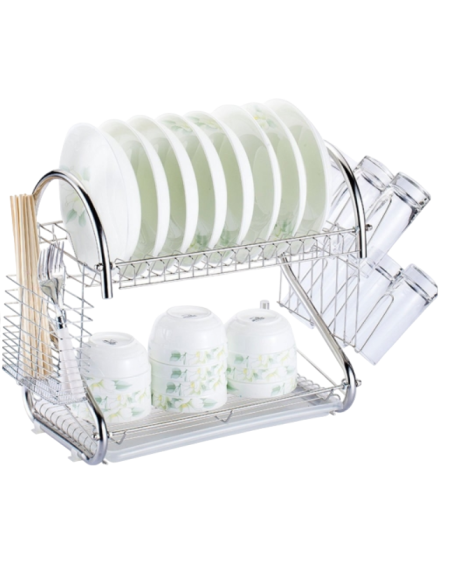 Supporto per stoviglie, vassoio per asciugatrice, scolapiatti da cucina, 2 livelli