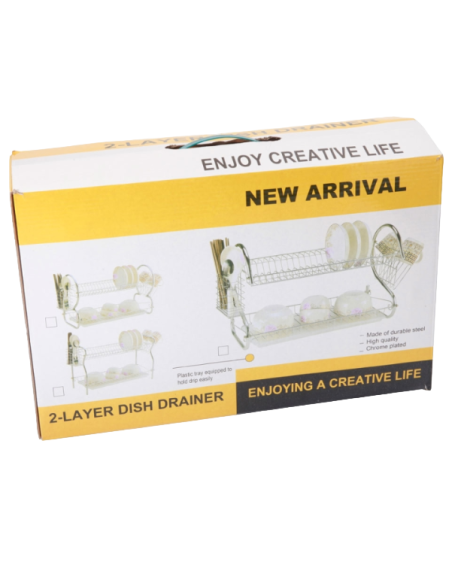 Supporto per stoviglie, vassoio per asciugatrice, scolapiatti da cucina, 2 livelli