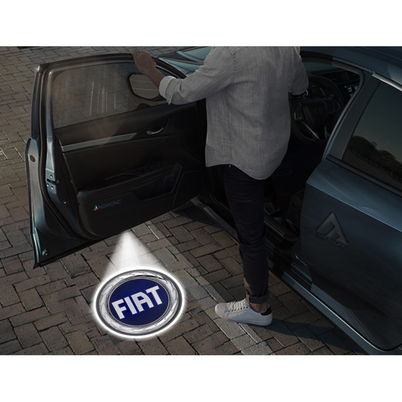 Luci sottoporta Fiat logo blu kit Carbonio