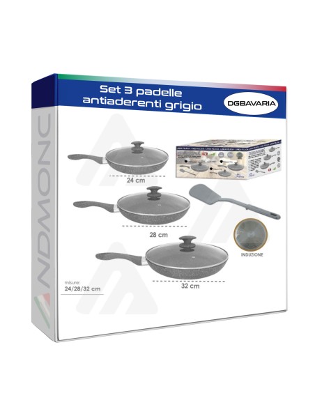 Set 3 padelle DGBAVARIA antiaderenti grigio