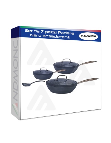 Set da 7 pezzi Padelle Bavaria Nero antiaderenti