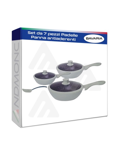 Set da 7 pezzi Padelle Bavaria Panna antiaderenti
