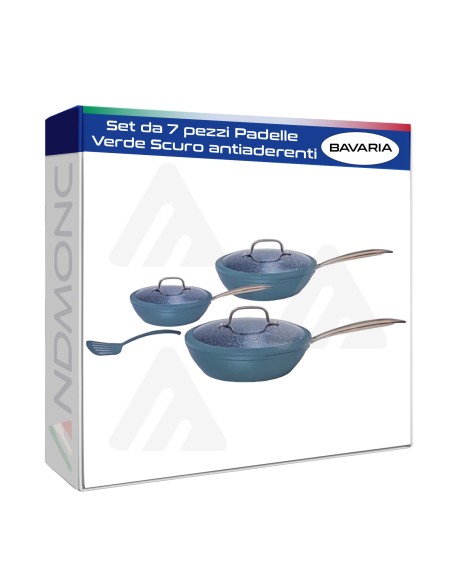 Set da 7 pezzi Padelle Bavaria Verde Scuro antiaderenti