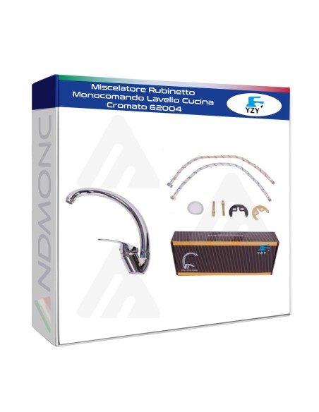 Miscelatore Rubinetto Monocomando Lavello Cucina Cromato 62004