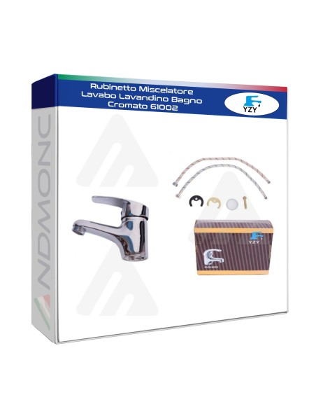 Rubinetto Miscelatore Lavabo Lavandino Bagno Cromato 61002