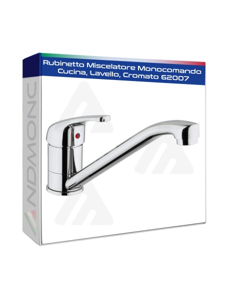 Rubinetto Miscelatore Monocomando Cucina, Lavello, Cromato 62007