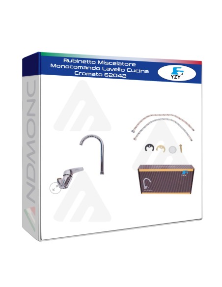 Rubinetto Miscelatore Monocomando Lavello Cucina Cromato 62042