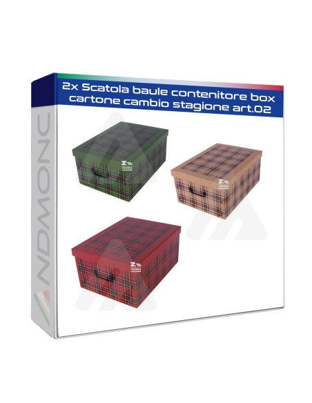 2x Scatola baule contenitore box cartone cambio stagione art.02