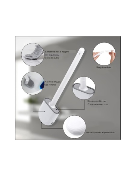 1pz. Scopino per WC, spazzola per WC  con set di supporto