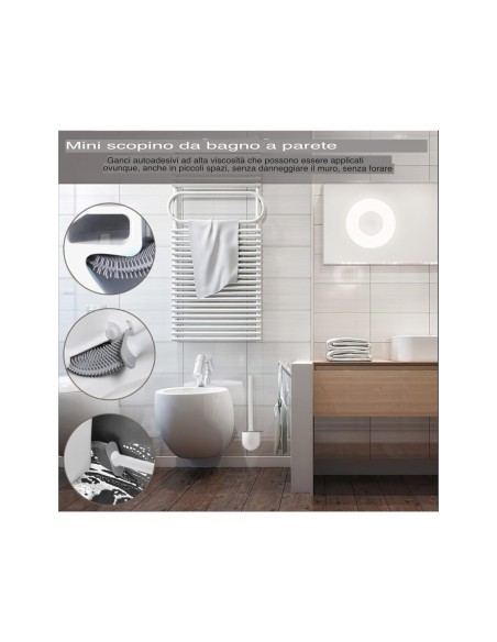1pz. Scopino per WC, spazzola per WC  con set di supporto