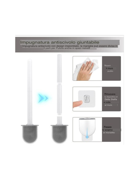 1pz. Scopino per WC, spazzola per WC  con set di supporto