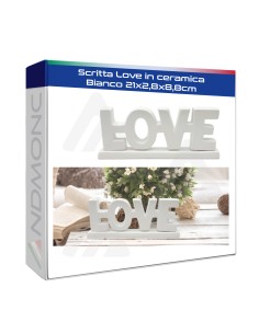 Scritta Love in ceramica Bianco 21x2,8x8,8cm