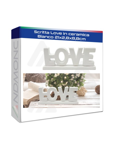 Scritta Love in ceramica Bianco 21x2,8x8,8cm