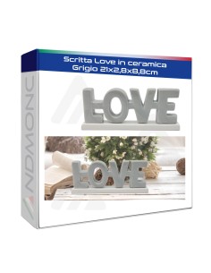 Scritta Love in ceramica Grigio 21x2,8x8,8cm